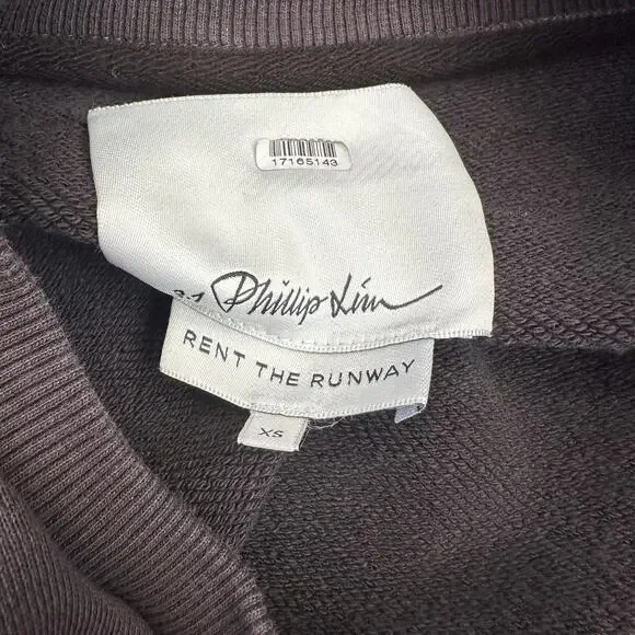 3.1 Phillip Lim Gray Crop Sweatshirt XS Whimsigoth Tie Sleeves Designer $300 - Picture 12 of 12